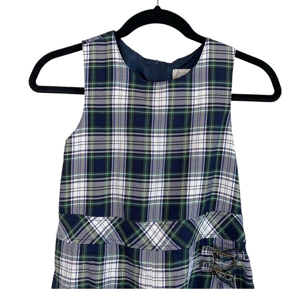Land’s End Girl’s Green Plaid Jumper Dress - Picture 3 of 13